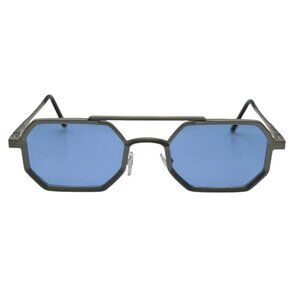 7006 | Silver/Blue Hexagon Lens Sunglasses